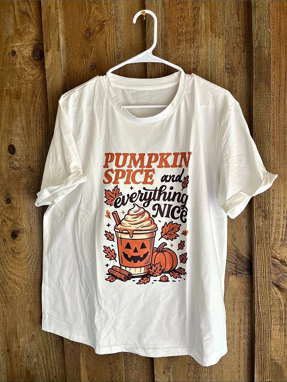 Pumpkin Spice Graphic Tee White Size XL Like New